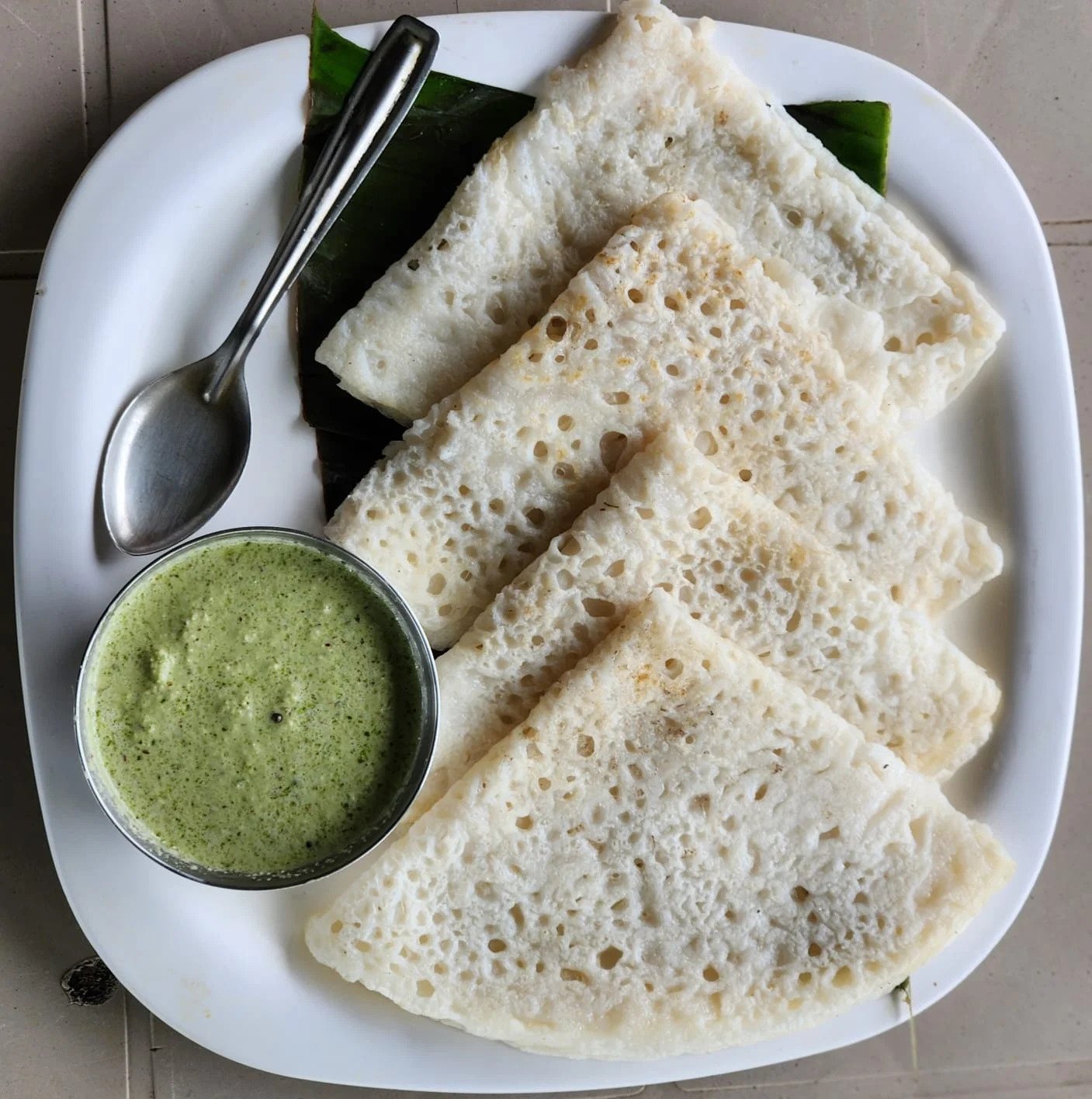 Rice Crepe with Coconut Chutney