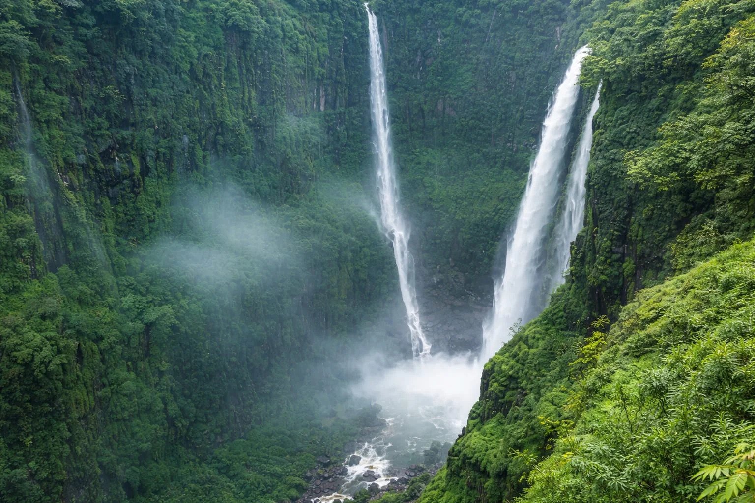 Thoseghar Falls cascading down hills
